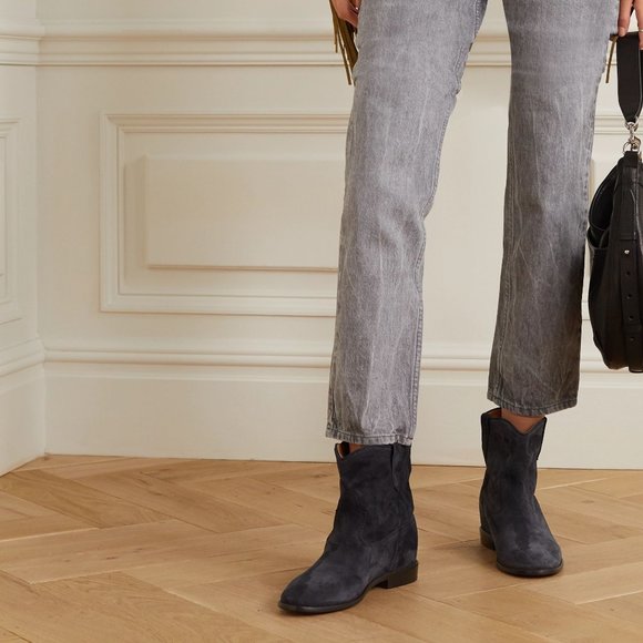 Isabel Marant Crisi hidden wedge ankle boot faded black suede 35 - Picture 3 of 16